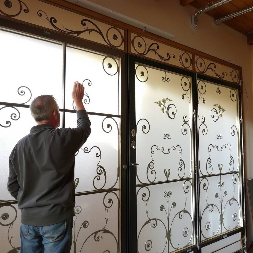 Verrière décorative en cours de pose (illustration)